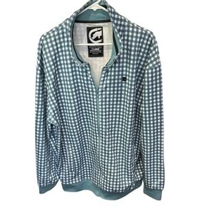 Ecko Unltd. X-Large Teal Gingham Checkered Full Zip Jacket